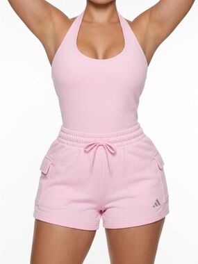 adidas Women's Light Pink Drawstring Cargo Athletic Shorts